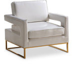 Amelia Contemporary Accent Chair - Luxurious Faux Leather with Stylish Gold Stainless Steel Base