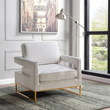 Amelia Contemporary Accent Chair - Luxurious Faux Leather with Stylish Gold Stainless Steel Base