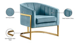 Carter Contemporary Velvet Accent Chair with Gold Stainless Steel Legs for Elegant Home Decor
