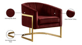Carter Contemporary Velvet Accent Chair with Gold Stainless Steel Legs for Elegant Home Decor