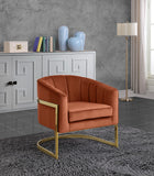 Carter Contemporary Velvet Accent Chair with Gold Stainless Steel Legs for Elegant Home Decor