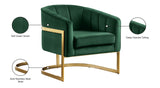 Carter Contemporary Velvet Accent Chair with Gold Stainless Steel Legs for Elegant Home Decor