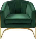 Carter Contemporary Velvet Accent Chair with Gold Stainless Steel Legs for Elegant Home Decor