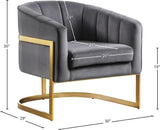 Carter Contemporary Velvet Accent Chair with Gold Stainless Steel Legs for Elegant Home Decor