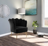 Jester Velvet Accent Chair - Chic Sculpted Design with Deep Tufting & Stylish Gold Legs for Comfort
