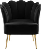 Jester Velvet Accent Chair - Chic Sculpted Design with Deep Tufting & Stylish Gold Legs for Comfort