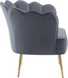 Jester Velvet Accent Chair - Chic Sculpted Design with Deep Tufting & Stylish Gold Legs for Comfort