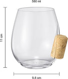 Corked Stemless Wine Glasses | Set of 2 (19.6 OZ)