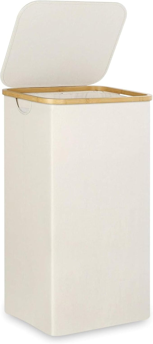 Fine Living 85L Slim Laundry Hamper with Lid & Handles, Ivory