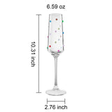 Confetti Champagne Flutes Set of 2, 6.59oz Colorful Clear Glass