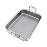 Mauviel Stainless Steel Roasting Pan With Cast Stainless Steel Handles, 15.7 x 11.8-In