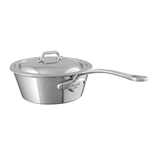 Mauviel M'COOK 5-Ply Splayed Saute Pan With Lid, Cast Stainless Steel Handle, 1.9-Qt