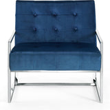 Alexis Velvet Accent Chair - Cozy Contemporary Design with Durable Stainless Steel Base for Comfort