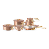 Mauviel M'Heritage M'200 B 14-Piece Copper Cookware Set With Brass Handles