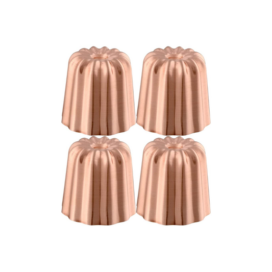 Mauviel M'PASSION Copper 4-Piece Copper Tinned Canele Mold Set