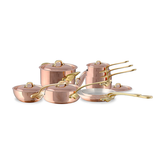 Mauviel M'Heritage M'150 B 14-Piece Copper Cookware Set With Brass Handles