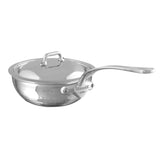 Mauviel M'ELITE Hammered 5-Ply Chef Pan With Curved Lid, Cast Stainless Steel Handle