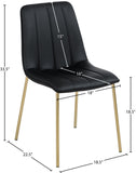 Isla Contemporary Dining Chair Set - Luxurious Upholstery, Channel Tufted Back & Gold Legs