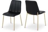 Isla Contemporary Dining Chair Set - Luxurious Upholstery, Channel Tufted Back & Gold Legs