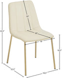 Isla Contemporary Dining Chair Set - Luxurious Upholstery, Channel Tufted Back & Gold Legs