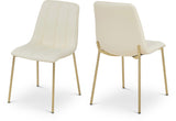 Isla Contemporary Dining Chair Set - Luxurious Upholstery, Channel Tufted Back & Gold Legs