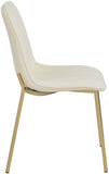 Isla Contemporary Dining Chair Set - Luxurious Upholstery, Channel Tufted Back & Gold Legs