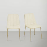 Isla Contemporary Dining Chair Set - Luxurious Upholstery, Channel Tufted Back & Gold Legs