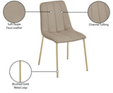 Isla Contemporary Dining Chair Set - Luxurious Upholstery, Channel Tufted Back & Gold Legs