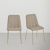 Isla Contemporary Dining Chair Set - Luxurious Upholstery, Channel Tufted Back & Gold Legs
