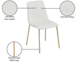 Isla Contemporary Dining Chair Set - Luxurious Upholstery, Channel Tufted Back & Gold Legs