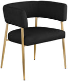 Creston Dining Chair: Elegant Upholstered Design with Luxurious Brushed Gold Frame for Modern Spaces