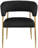 Creston Dining Chair: Elegant Upholstered Design with Luxurious Brushed Gold Frame for Modern Spaces