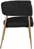Creston Dining Chair: Elegant Upholstered Design with Luxurious Brushed Gold Frame for Modern Spaces