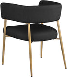 Creston Dining Chair: Elegant Upholstered Design with Luxurious Brushed Gold Frame for Modern Spaces