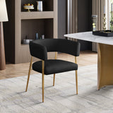 Creston Dining Chair: Elegant Upholstered Design with Luxurious Brushed Gold Frame for Modern Spaces