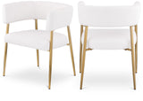 Creston Dining Chair: Elegant Upholstered Design with Luxurious Brushed Gold Frame for Modern Spaces