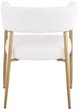 Creston Dining Chair: Elegant Upholstered Design with Luxurious Brushed Gold Frame for Modern Spaces