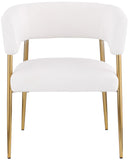 Creston Dining Chair: Elegant Upholstered Design with Luxurious Brushed Gold Frame for Modern Spaces