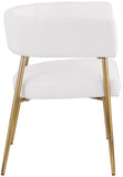 Creston Dining Chair: Elegant Upholstered Design with Luxurious Brushed Gold Frame for Modern Spaces
