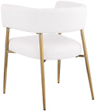Creston Dining Chair: Elegant Upholstered Design with Luxurious Brushed Gold Frame for Modern Spaces