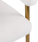 Creston Dining Chair: Elegant Upholstered Design with Luxurious Brushed Gold Frame for Modern Spaces
