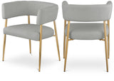 Creston Dining Chair: Elegant Upholstered Design with Luxurious Brushed Gold Frame for Modern Spaces