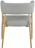 Creston Dining Chair: Elegant Upholstered Design with Luxurious Brushed Gold Frame for Modern Spaces
