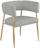Creston Dining Chair: Elegant Upholstered Design with Luxurious Brushed Gold Frame for Modern Spaces