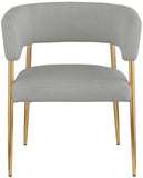 Creston Dining Chair: Elegant Upholstered Design with Luxurious Brushed Gold Frame for Modern Spaces
