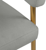 Creston Dining Chair: Elegant Upholstered Design with Luxurious Brushed Gold Frame for Modern Spaces