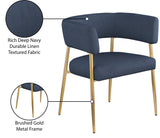 Creston Dining Chair: Elegant Upholstered Design with Luxurious Brushed Gold Frame for Modern Spaces