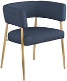 Creston Dining Chair: Elegant Upholstered Design with Luxurious Brushed Gold Frame for Modern Spaces