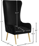 Alexander Contemporary Velvet Accent Chair with Gold Metal Legs and Deep Button Tufting Design