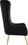 Alexander Contemporary Velvet Accent Chair with Gold Metal Legs and Deep Button Tufting Design